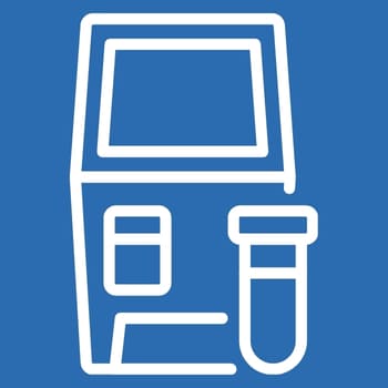 Inicio Icono de analizador clínico con tubo de muestra representando equipos de laboratorio.