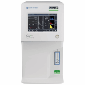 Analizador hematológico Nihon Kohden Celltac MEK-1305 con pantalla digital y función ESR integrada.
