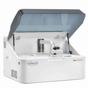 Inicio Analizador bioquímico automático Spinreact Spin 360E con cubierta protectora transparente.
