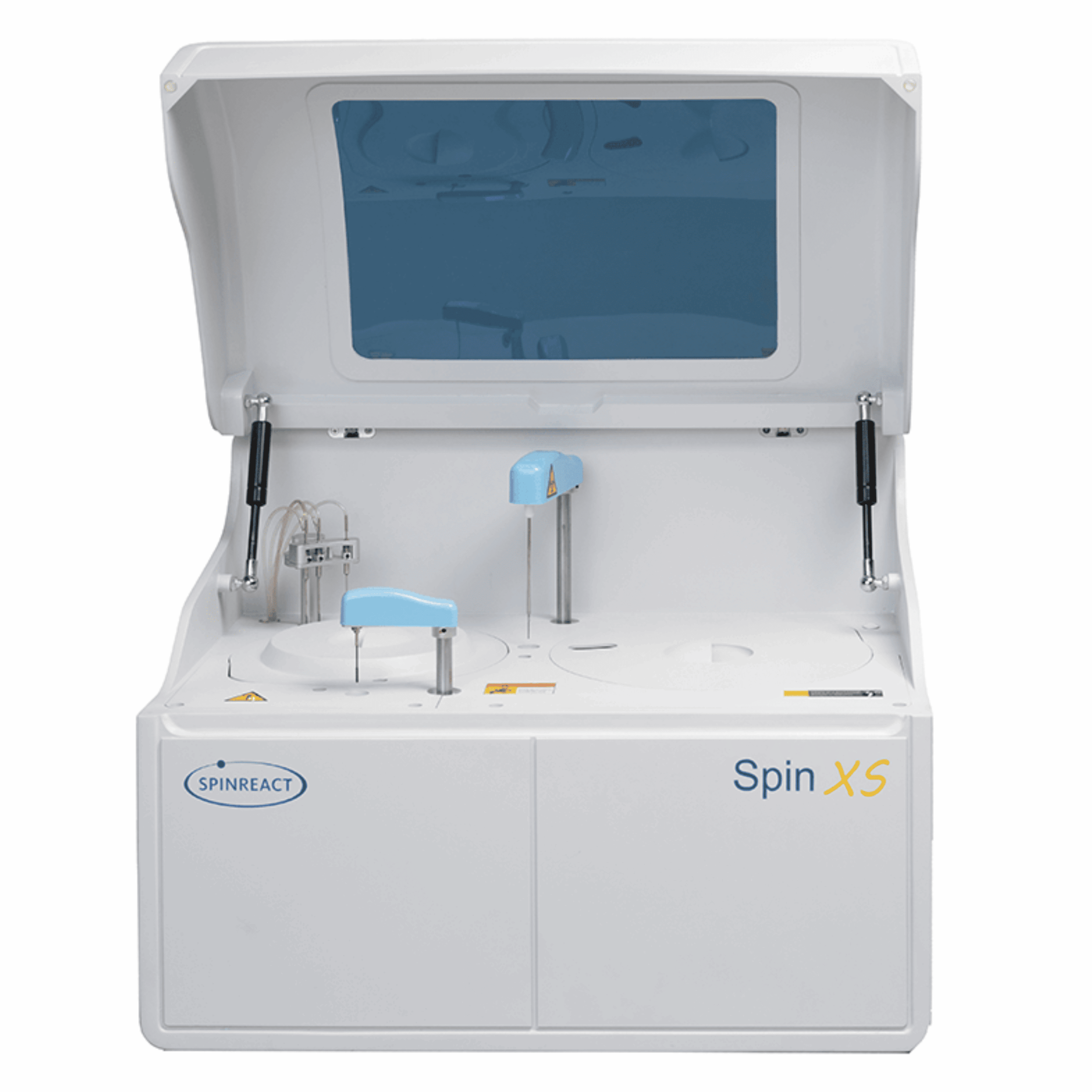 Spinreact Spin XS – Analizador bioquímico compacto | CCISUR Analizador bioquímico Spinreact Spin XS compacto con tapa superior azul.