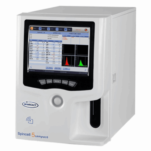 Inicio Analizador hematológico Spinreact Spincell 5 Compact con pantalla táctil y diseño moderno.