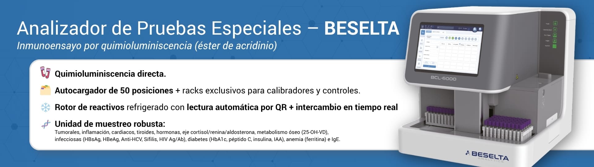 Analizador de Pruebas Especiales BESELTA – Quimioluminiscencia (BCL-6000)
