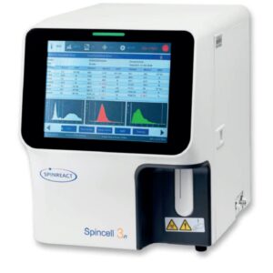Analizador hematológico Spinreact Spincell 3n de 3 partes, con pantalla táctil y gráficos en pantalla, equipo para laboratorio clínico.
